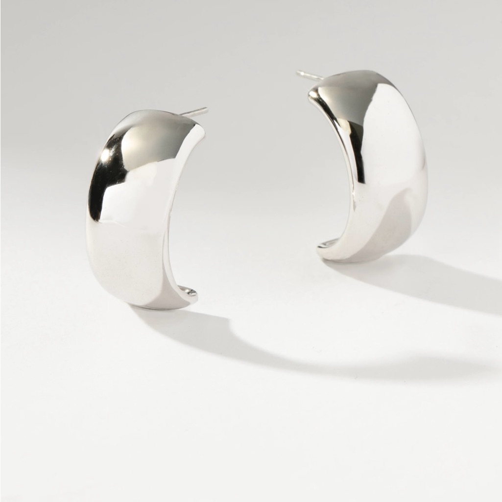 New Uncommon James Sterling Silver Reflection Statement Hoop Earrings